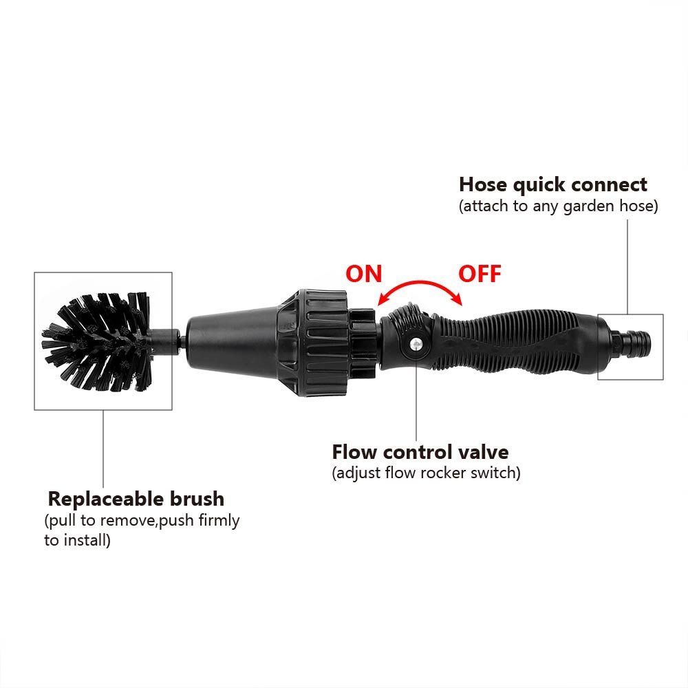 Water-driven rotary cleaning brush wash hand-held 